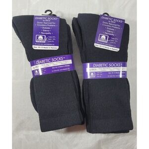 Eros 6pk Black Diabetic Circulatory Edema Neuropathy Socks - Black - Size 10-13